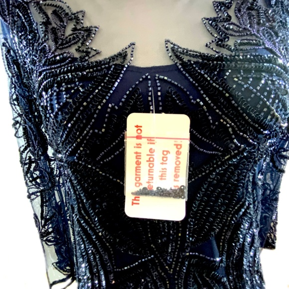 Navy Blue sequin dress by Pissarro Nights size 8 - Picture 4 of 14